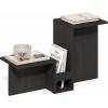 Furinno BOYATE Side Table, Valley Shaped End Table, with Tiered Levels and Magazine Rack, for Living Room, White(Espresso)