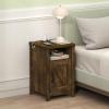 Furinno Farmhouse Night Stand with Charging Station, Bedside Table, Side Table, End Table with Door, USB Ports and Outlets, for Bedroom, Closet, Dorm, Plain White(Amber Oak)