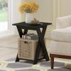 Furinno Modern Simplistic Side Table, 2-Tier Square End Table with Lower Open Shelf and X-Legs, Criss-Crossed Night Stand, Bedside Table, for Living Room, Bedroom, Espresso(Espresso)
