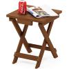 Furinno TIOMAN Folding Outdoor Side Table, Patio End Table, Portable Wood Coffee Table for Balcony, Garden, Porch, Teak Oil Finish, Light Wood(13.7″D x 14.1″W)