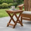 Furinno TIOMAN Folding Outdoor Side Table, Patio End Table, Portable Wood Coffee Table for Balcony, Garden, Porch, Teak Oil Finish, Light Wood(13.7″D x 14.1″W)