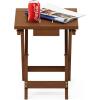 Furinno TIOMAN Folding Outdoor Side Table, Patio End Table, Portable Wood Coffee Table for Balcony, Garden, Porch, Teak Oil Finish, Light Wood(13.7″D x 14.1″W)