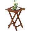 Furinno TIOMAN Folding Outdoor Side Table, Patio End Table, Portable Wood Coffee Table for Balcony, Garden, Porch, Teak Oil Finish, Light Wood(20.1″D x 20.1″W)