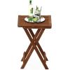 Furinno TIOMAN Folding Outdoor Side Table, Patio End Table, Portable Wood Coffee Table for Balcony, Garden, Porch, Teak Oil Finish, Light Wood(20.1″D x 20.1″W)