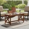 Furinno TIOMAN Outdoor Patio Coffee Table, Small Wood Outdoor Table with X-Frame Design, Teak Oil Finish Patio Side Table for Garden, Porch, Deck or Balcony, Light Wood(17.8 x 35.4 x 17)