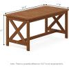 Furinno TIOMAN Outdoor Patio Coffee Table, Small Wood Outdoor Table with X-Frame Design, Teak Oil Finish Patio Side Table for Garden, Porch, Deck or Balcony, Light Wood(17.8 x 35.4 x 17)