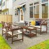 Furinno TIOMAN Outdoor Patio Coffee Table, Small Wood Outdoor Table with X-Frame Design, Teak Oil Finish Patio Side Table for Garden, Porch, Deck or Balcony, Light Wood(2-Tier  17.8 x 35.4 x 17)