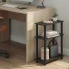 Furinno Turn-N-Tube Narrow Side Table, 3-Tier Rectangular Modern End Table with Storage Shelf, Slim Toolless Assembly Nightstand, Night Stand, Bedside Table, for Living Room, Bedroom, Amber Pine(Espresso/Black)