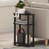 Furinno Turn-N-Tube Narrow Side Table, 3-Tier Rectangular Modern End Table with Storage Shelf, Slim Toolless Assembly Nightstand, Night Stand, Bedside Table, for Living Room, Bedroom, Amber Pine(Espresso/Black)