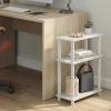 Furinno Turn-N-Tube Narrow Side Table, 3-Tier Rectangular Modern End Table with Storage Shelf, Slim Toolless Assembly Nightstand, Night Stand, Bedside Table, for Living Room, Bedroom, Amber Pine(White/White)