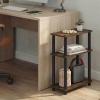 Furinno Turn-N-Tube Narrow Side Table, 3-Tier Rectangular Modern End Table with Storage Shelf, Slim Toolless Assembly Nightstand, Night Stand, Bedside Table, for Living Room, Bedroom, Amber Pine(Amber Pine/Black)