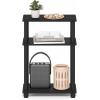 Furinno Turn-N-Tube Narrow Side Table, 3-Tier Rectangular Modern End Table with Storage Shelf, Slim Toolless Assembly Nightstand, Night Stand, Bedside Table, for Living Room, Bedroom, Amber Pine(Espresso/Black)