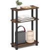 Furinno Turn-N-Tube Narrow Side Table, 3-Tier Rectangular Modern End Table with Storage Shelf, Slim Toolless Assembly Nightstand, Night Stand, Bedside Table, for Living Room, Bedroom, Amber Pine(Amber Pine/Black)