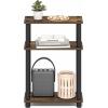 Furinno Turn-N-Tube Narrow Side Table, 3-Tier Rectangular Modern End Table with Storage Shelf, Slim Toolless Assembly Nightstand, Night Stand, Bedside Table, for Living Room, Bedroom, Amber Pine(Amber Pine/Black)