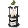 Furinno Turn-N-Tube Side Table, 3-Tier Round Modern End Table, Half Round Table Top Night Stand, Toolless Nightstand, Bedside Table, Open Shelf, for Living Room, Bedroom, Amber Pine(Espresso/Black)