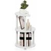 Furinno Turn-N-Tube Side Table, 3-Tier Round Modern End Table, Half Round Table Top Night Stand, Toolless Nightstand, Bedside Table, Open Shelf, for Living Room, Bedroom, Amber Pine(White/White)