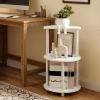 Furinno Turn-N-Tube Side Table, 3-Tier Round Modern End Table, Half Round Table Top Night Stand, Toolless Nightstand, Bedside Table, Open Shelf, for Living Room, Bedroom, Amber Pine(White/White)