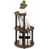 Furinno Turn-N-Tube Side Table, 3-Tier Round Modern End Table, Half Round Table Top Night Stand, Toolless Nightstand, Bedside Table, Open Shelf, for Living Room, Bedroom, Amber Pine(Amber Pine/Black)