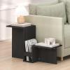 Furinno BOYATE Side Table, Valley Shaped End Table, with Tiered Levels and Magazine Rack, for Living Room, White(Espresso)