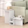 Furinno BOYATE Side Table, Valley Shaped End Table, with Tiered Levels and Magazine Rack, for Living Room, White(White)