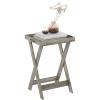 Furinno Modern Simplistic Side Table, 2-Tier Square End Table with Lower Open Shelf and X-Legs, Criss-Crossed Night Stand, Bedside Table, for Living Room, Bedroom, Espresso(French Oak)