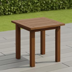 Furinno TIOMAN Patio Table, Outdoor Side Table, Patio End Table, Coffee Table in Teak Oil, for Patio, Garden, Porch, Light Wood(17.5″D x 17.7″W)