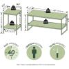 Furinno Simplistic Coffee Table and End Table Set of 3, Modern Metal Frame 2-Tier Coffee Table & 2 Square Side Tables, Night Stands Set, for Living Room, Bedroom, Home Office, Amber Pine