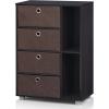 Furinno Multipurpose Storage Cabinet w/4 Bin Drawers, Espresso/Brown(Dark Walnut)