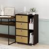 Furinno Multipurpose Storage Cabinet w/4 Bin Drawers, Espresso/Brown(Espresso/Brown)