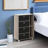 Furinno Multipurpose Storage Cabinet w/4 Bin Drawers, Espresso/Brown(French Oak Grey/Black)