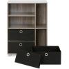 Furinno Multipurpose Storage Cabinet w/4 Bin Drawers, Espresso/Brown(French Oak Grey/Black)
