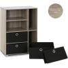 Furinno Multipurpose Storage Cabinet w/4 Bin Drawers, Espresso/Brown(French Oak Grey/Black)