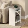 Furinno Viola Side Table, 2-Tier Modern End Table with Open Shelf, 1.2-Inch Extra Thick Frame Night Stand, Open Back Bedside Table, Easy Assembly, for Living Room, Bedroom, White(2-Tier)