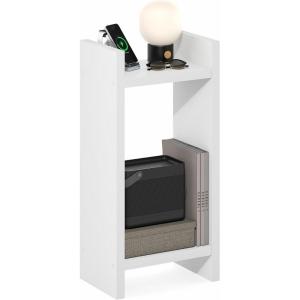 Furinno Viola Side Table, 2-Tier Modern End Table with Open Shelf, 1.2-Inch Extra Thick Frame Night Stand, Open Back Bedside Table, Easy Assembly, for Living Room, Bedroom, White(2-Tier  31″ Tall)