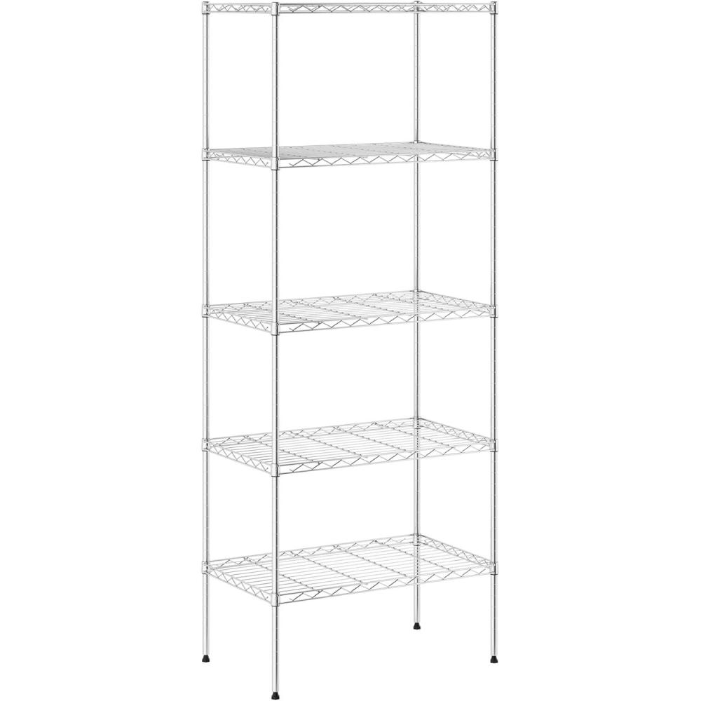 imageFurinno Wayar 5Tier Metal Storage Shelf Rack 24 x 14 x 60 BlackStainless Steel