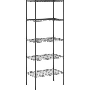 Furinno Wayar 5-Tier Metal Storage Shelf Rack, 24 x 14 x 60, Black(Black)