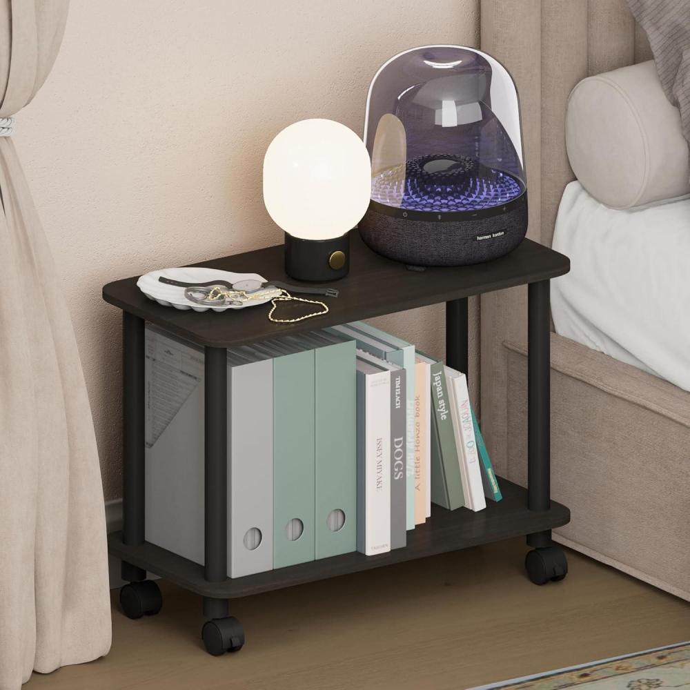 imageFurinno TurnNTube 3Tier Oval Night Stand Toolless Assembly Narrow Nightstand Modern Compact Side Table End Table for Living Room Bedroom EspressoEspressoBlack