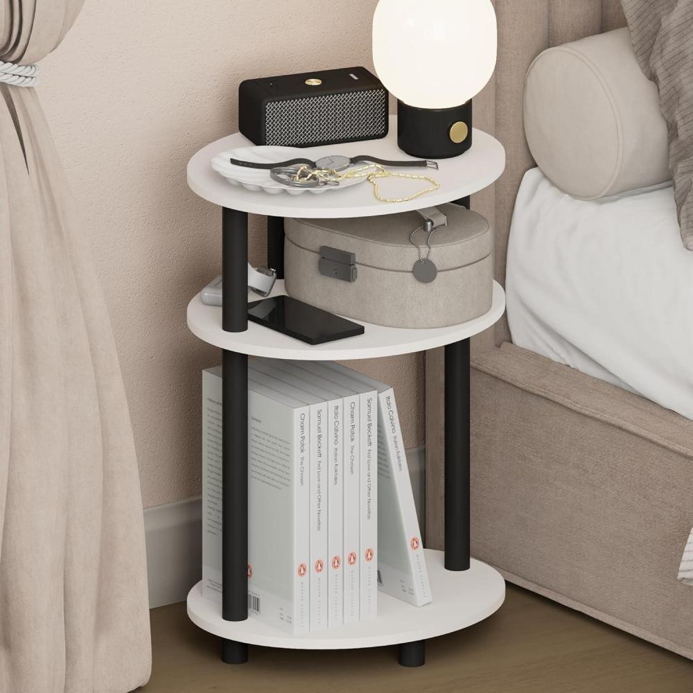 imageFurinno TurnNTube 3Tier Oval Night Stand Toolless Assembly Narrow Nightstand Modern Compact Side Table End Table for Living Room Bedroom EspressoWhiteBlack