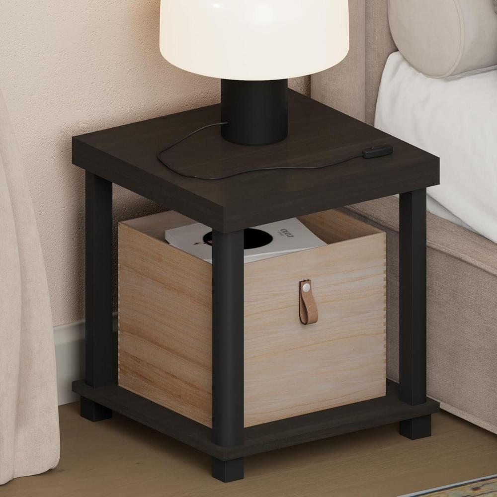 imageFurinno TurnNTube Night Stand 2Tier Thick Tabletop Nightstand with Wheels Toolless Assembly Side Table End Table with Open Shelf for Living Room Bedroom Espresso2tier