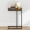 Furinno CAMNUS Night Stand, C-Shape Nightstand, Metal Frame Side Table, End Table, Bedside Table, for Living Room, Bedroom, Americano(Columbia Walnut)