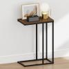 Furinno CAMNUS Night Stand, C-Shape Nightstand, Metal Frame Side Table, End Table, Bedside Table, for Living Room, Bedroom, Americano(Columbia Walnut)