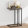 Furinno CAMNUS Night Stand, C-Shape Nightstand, Metal Frame Side Table, End Table, Bedside Table, for Living Room, Bedroom, Americano(French Oak Grey)