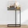 Furinno CAMNUS Night Stand, C-Shape Nightstand, Metal Frame Side Table, End Table, Bedside Table, for Living Room, Bedroom, Americano(French Oak Grey)