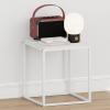 Furinno CAMNUS Night Stand, C-Shape Nightstand, Metal Frame Side Table, End Table, Bedside Table, for Living Room, Bedroom, Americano(Solid White/White)