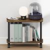 Furinno Turn-N-Tube 3-Tier Oval Night Stand, Toolless Assembly Narrow Nightstand, Modern Compact Side Table, End Table, for Living Room, Bedroom, Espresso(Amber Pine/Black)