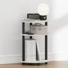 Furinno Turn-N-Tube 3-Tier Oval Night Stand, Toolless Assembly Narrow Nightstand, Modern Compact Side Table, End Table, for Living Room, Bedroom, Espresso(White/Black)