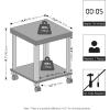 Furinno Turn-N-Tube Night Stand, 2-Tier Thick Tabletop Nightstand with Wheels, Toolless Assembly Side Table, End Table with Open Shelf, for Living Room, Bedroom, Espresso(2-tier Thick Tabletop)