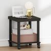 Furinno Turn-N-Tube Night Stand, 2-Tier Thick Tabletop Nightstand with Wheels, Toolless Assembly Side Table, End Table with Open Shelf, for Living Room, Bedroom, Espresso(2-tier Thick Tabletop)