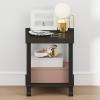 Furinno Turn-N-Tube Night Stand, 2-Tier Thick Tabletop Nightstand with Wheels, Toolless Assembly Side Table, End Table with Open Shelf, for Living Room, Bedroom, Espresso(2-tier Thick Tabletop)