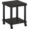 Furinno Turn-N-Tube Night Stand, 2-Tier Thick Tabletop Nightstand with Wheels, Toolless Assembly Side Table, End Table with Open Shelf, for Living Room, Bedroom, Espresso(2-tier Thick Tabletop)